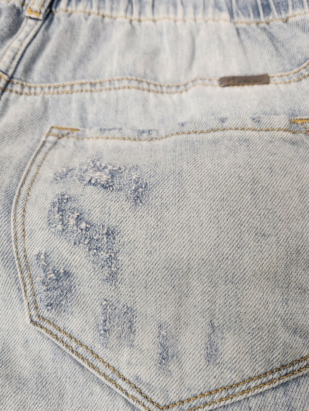 Kancan High Rise Paper Bag Light Wash Distressed Jeans Sz 13 / 30 New - Picture 10 of 12